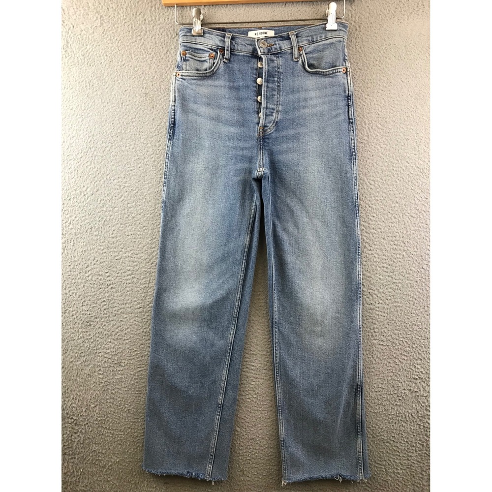 RE/DONE 90s High Rise Loose Button Fly Jeans Light Wash Denim Women's 26